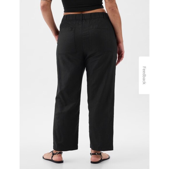 New Gap Linen Blend Pull On Wide Leg Pants Size Extra Large XL Black NWT 39"x28" - Picture 2 of 16